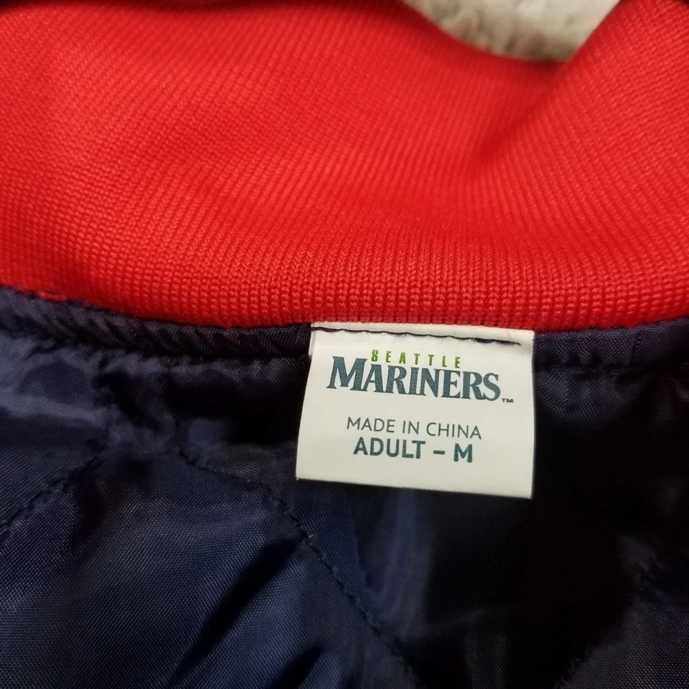 Seattle Mariners Gonzaga Bulldogs Jacket Satin Shiny Bomber Coat Mens Medium